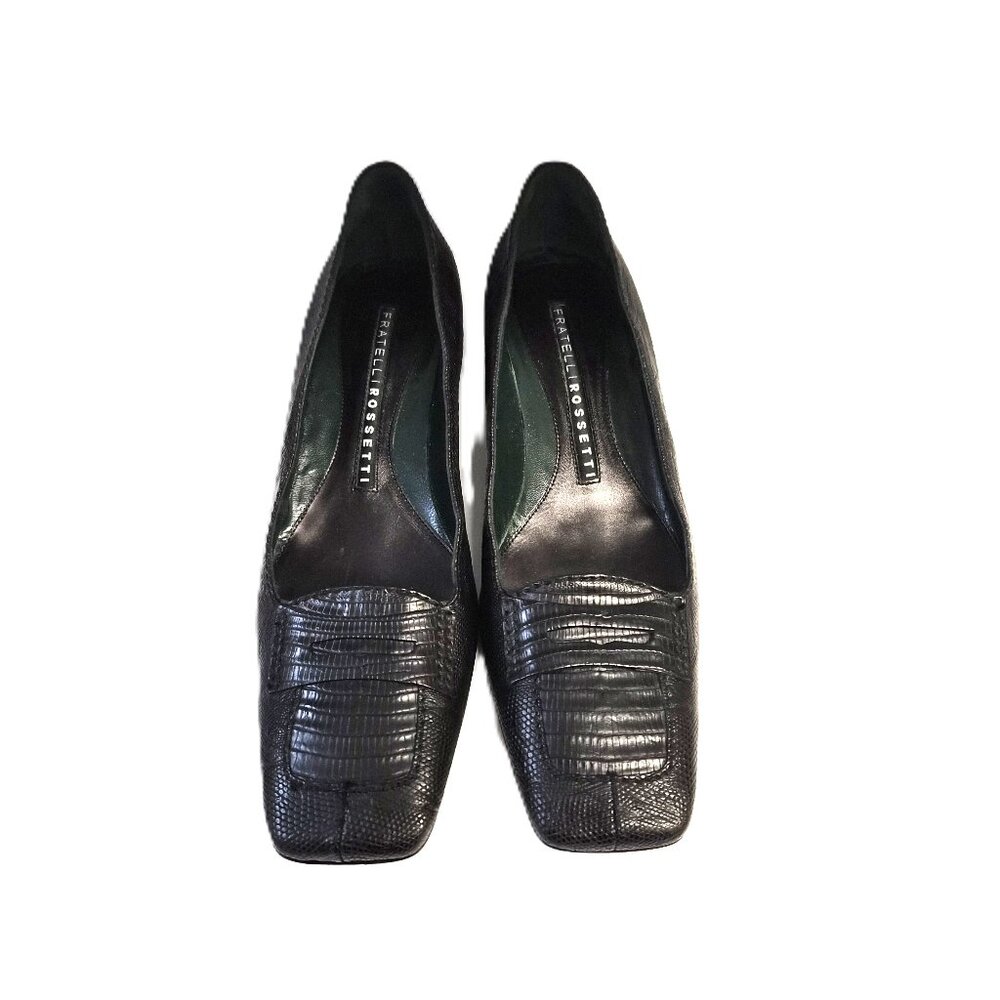 NWOT VTG Fratelli Rossetti Exotic Skin Pumps Square Toe 4cm Heel Italy 40 Luxury